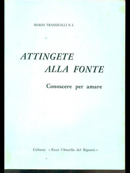 Attingere alla fonte - Mario Tranquilli - copertina