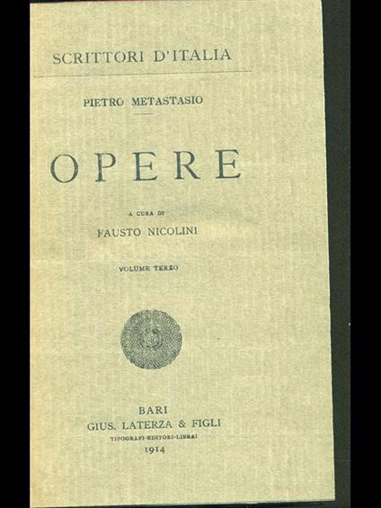 Opere III - Pietro Metastasio - copertina