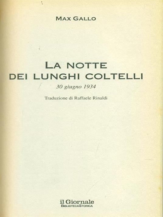 La notte dei lunghi coltelli - Max Gallo - copertina