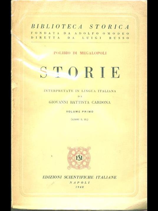 Storie. Vol. I - Polibio - copertina