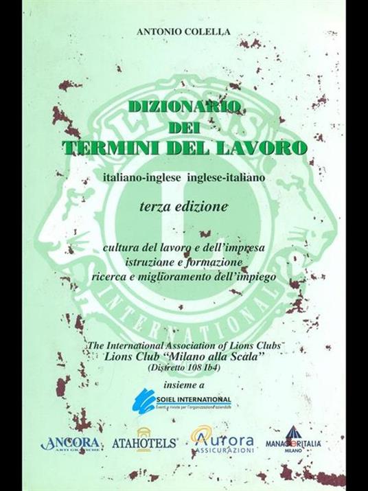 Dizionario dei termini del lavoro - Antonio Colella - copertina