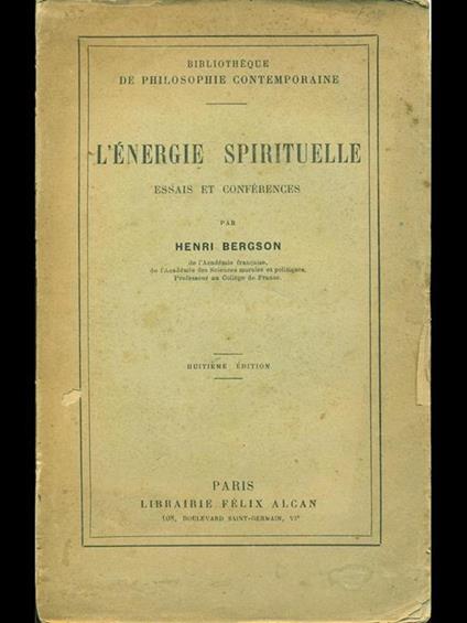 L' energie spirituelle - Henri Bergson - copertina