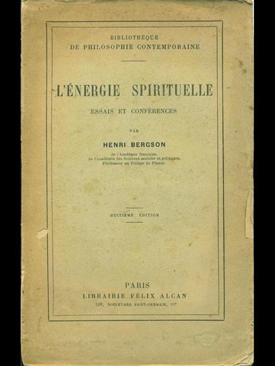L' energie spirituelle - Henri Bergson - copertina