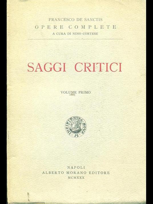 Saggi critici vol primo - Francesco De Sanctis - copertina