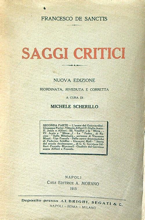 Saggi critici vol primo