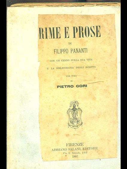 Rime e prose - copertina