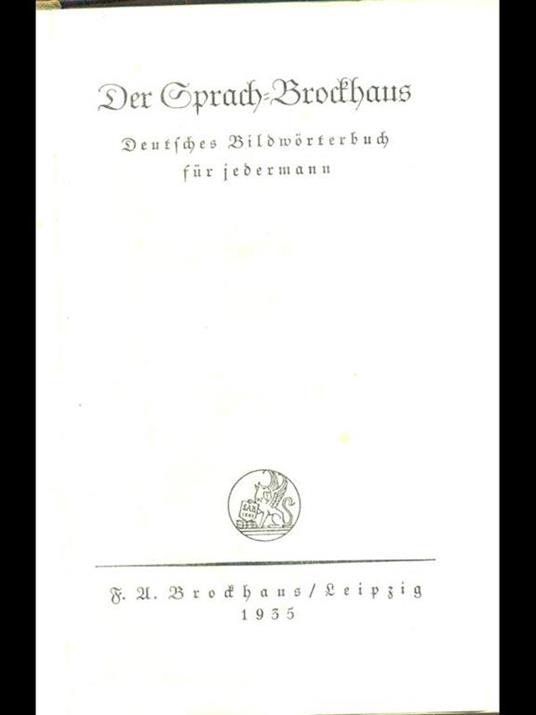 Der Sprach-Brockhaus. Deutsches Bildworterbuch fur jedermann - copertina