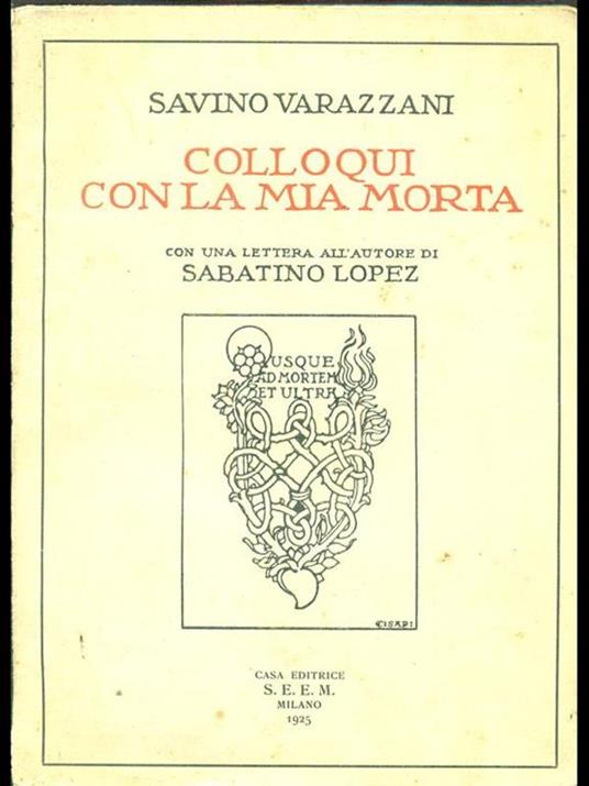 Colloqui con la mia morta - Savino Varazzani - copertina