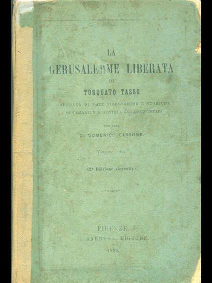 La Gerusalemme Liberata - Torquato Tasso - copertina