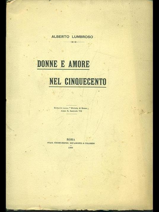 Donne e amore nel Cinquecento - Alberto Lumbroso - copertina
