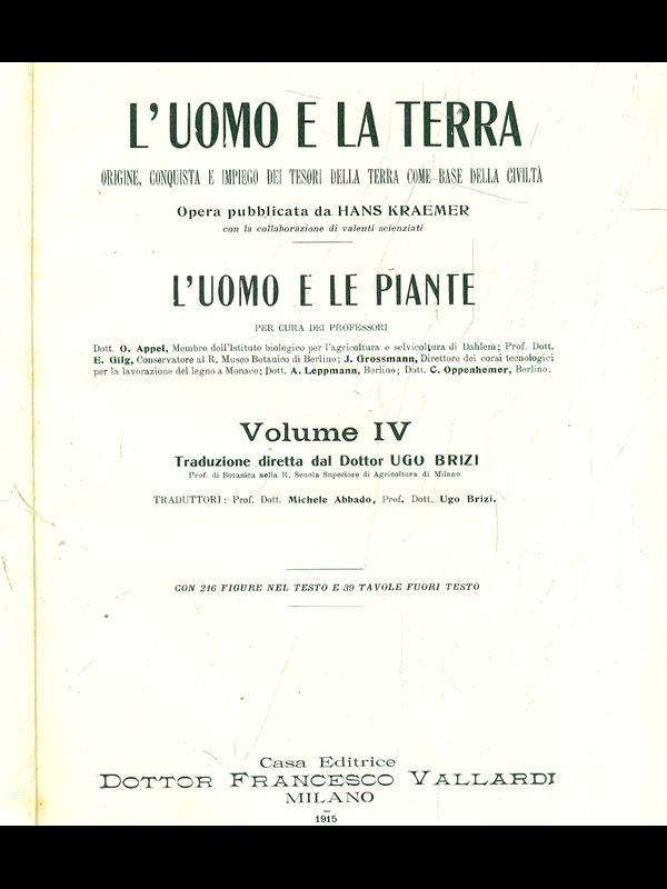 L' uomo e la terra Vol. IV. L' Uomo e le piante