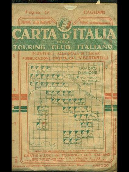 Carta d'Italia del Touring Club Italiano foglio n. 46: Cagliari - Luigi V. Bertarelli - copertina