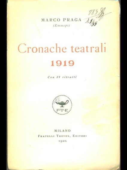 Cronache teatrali 1919 - Marco Praga - copertina