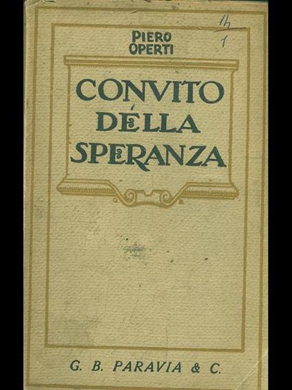 Convito della speranza - Piero Operti - copertina