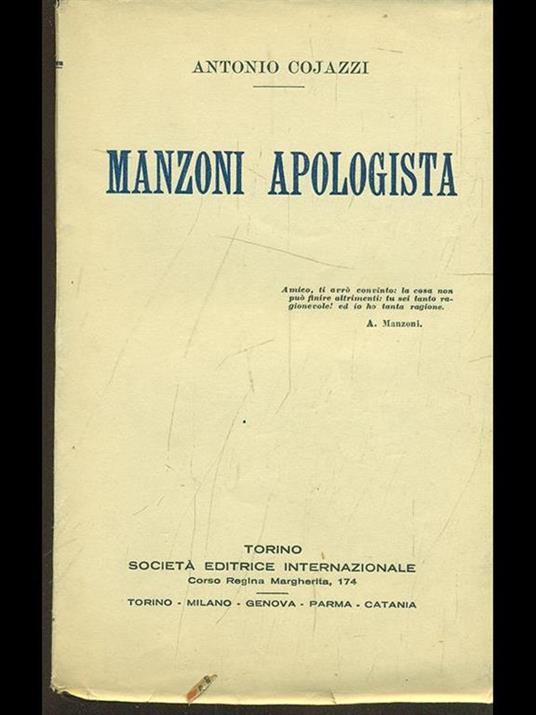Manzoni apologista - Antonio Cojazzi - 2