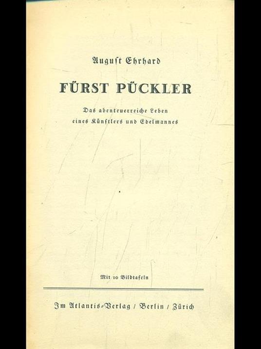 Fürst Pückler - August Ehrhard - copertina