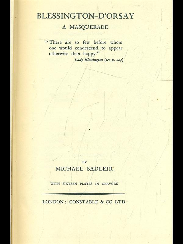 Blessington-d'orsay a Masquerade