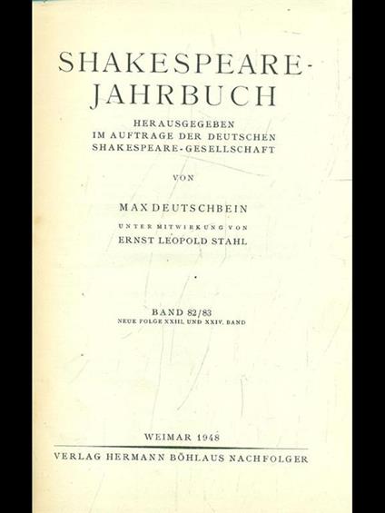 Shakespeare jahrbuch. Band 82/83 - copertina