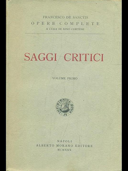 Saggi critici - Francesco De Sanctis - copertina