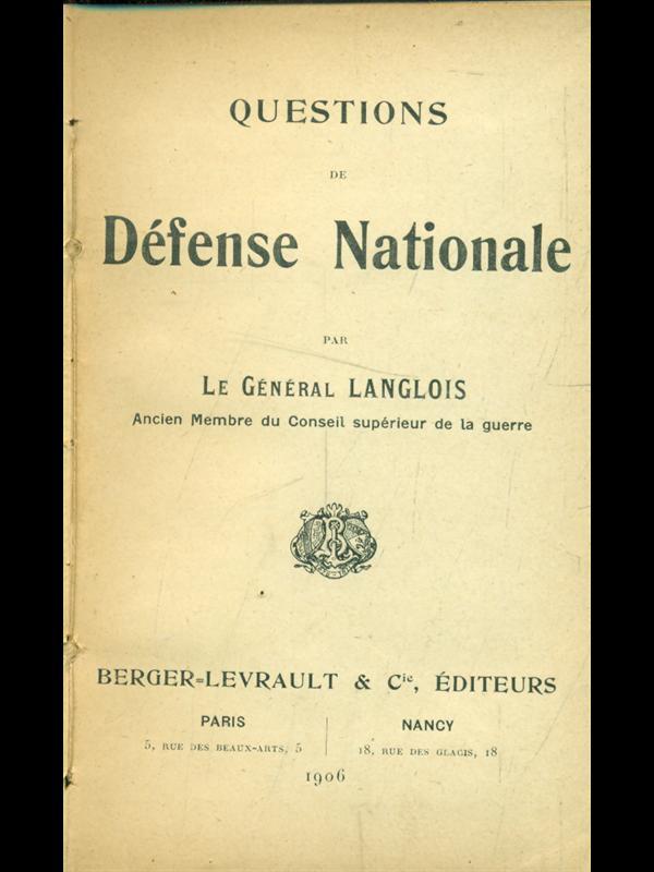 Questions de defense nationale