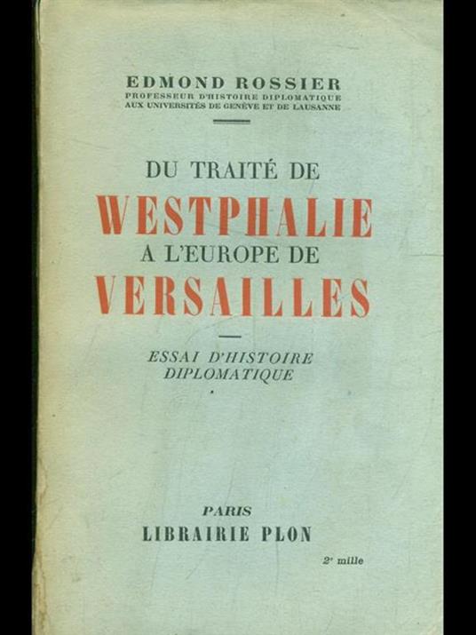 Du traité de Westphalie a l'Europe de Versailles - copertina