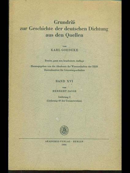 Grundrib zur geschichte der deutschen dichtungaus den quellen II - copertina