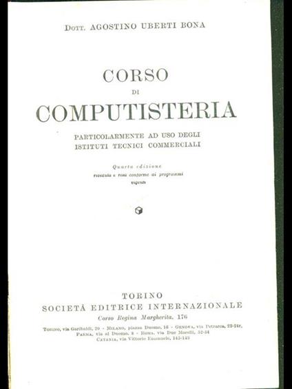 Corso di computisteria - Agostino Uberti Bona - copertina