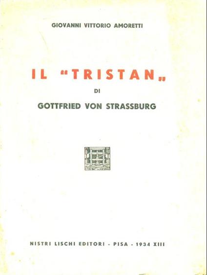 Il Tristan di Gottfried Von Strassburg - copertina