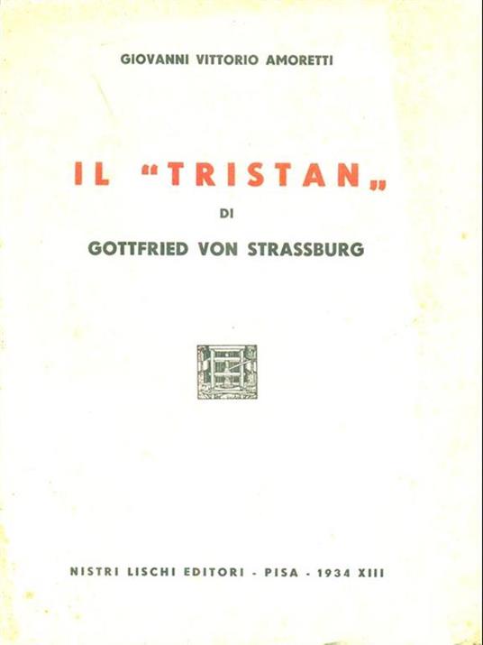 Il Tristan di Gottfried Von Strassburg - copertina