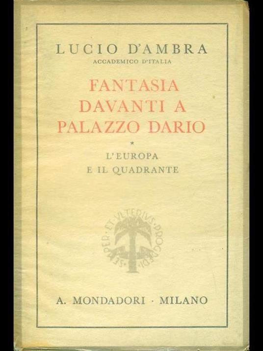 Fantasia davanti a palazzo dario - Lucio D'Ambra - copertina