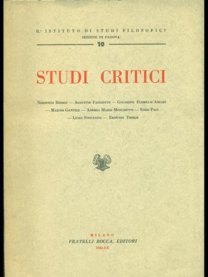 Studi critici - copertina