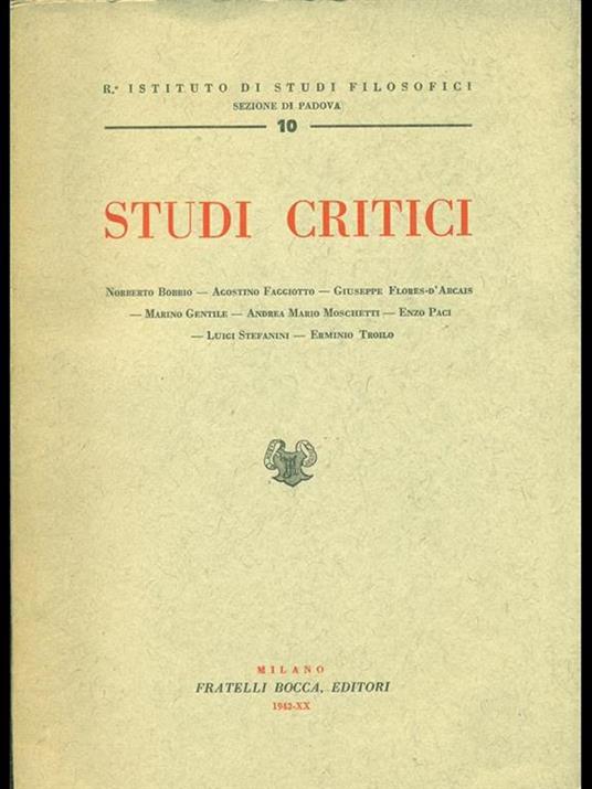 Studi critici - copertina