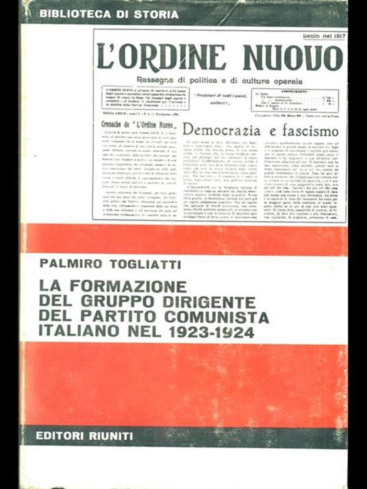 La formazione del gruppo dirigente del partito comunista italiano nel 1923-1924 - Palmiro Togliatti - copertina