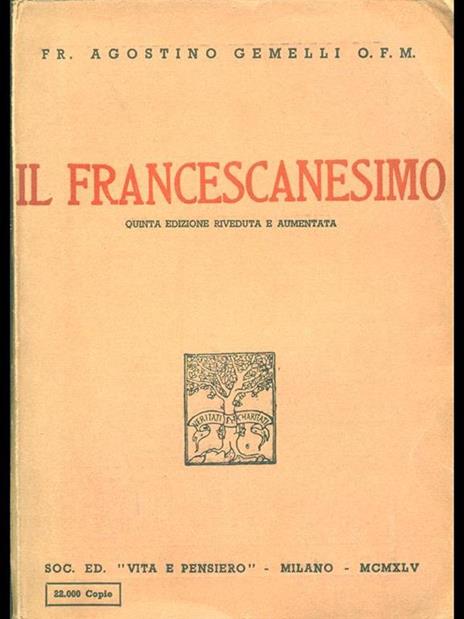 Il francescanesimo - Agostino Gemelli - copertina