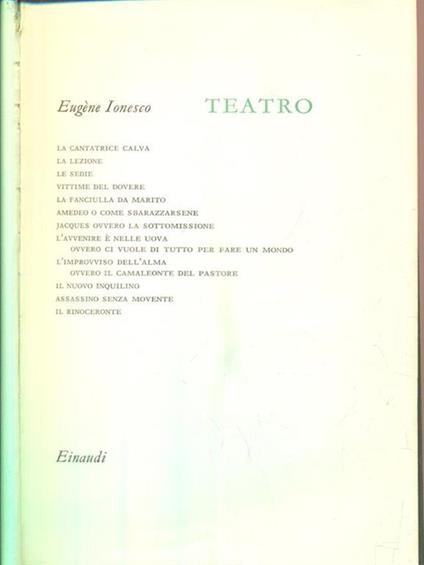 Teatro - Eugène Ionesco - copertina