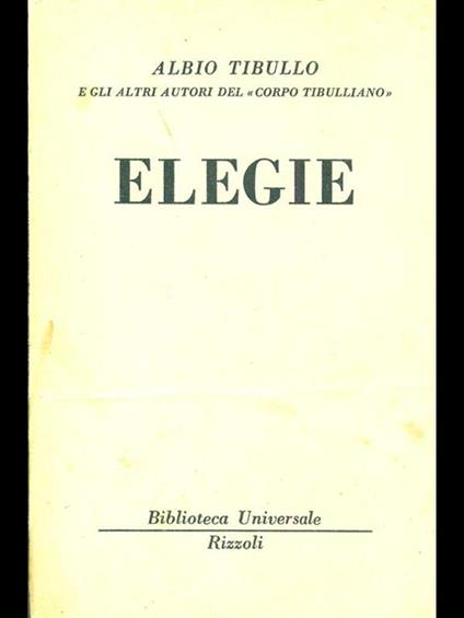Elegie - Albio Tibullo - copertina