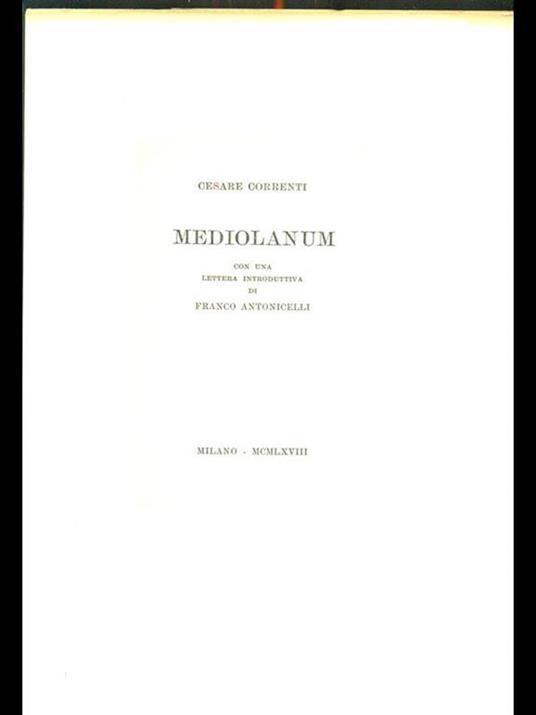Mediolanum - Cesare Correnti - copertina