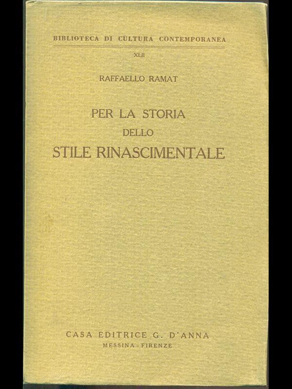 Per la storia dello stile rinascimentale
