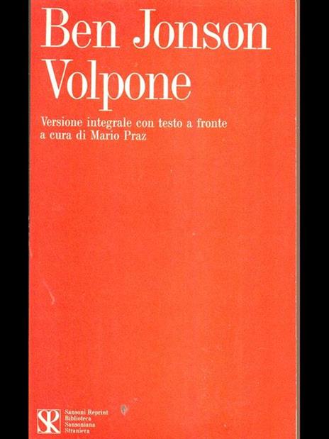 Volpone - Ben Jonson - copertina