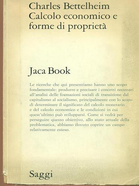 Calcolo economico e forme di proprietà - Charles Bettelheim - copertina