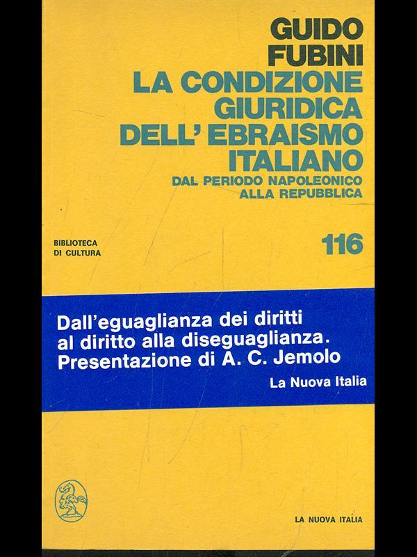 La condizione giuridica dell'ebraismo italiano