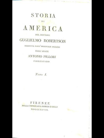 Storia di America tomo 1. 2 - Robertson - copertina