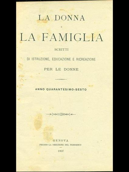 La donna e la famiglia 1907-1908 - copertina