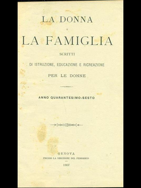 La donna e la famiglia 1907-1908 - copertina