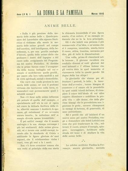 La donna e la famiglia 1916 - copertina