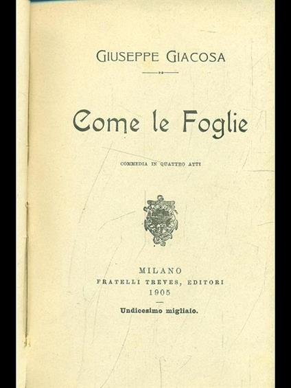 Come le foglie - Giuseppe Giacosa - copertina