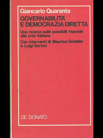 Governabilità e democrazia diretta - Giancarlo Quaranta - copertina