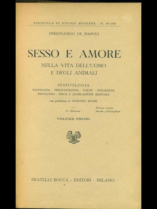 Sesso e amore nella vita dell'uomo e degli animali Vol. 1 - copertina