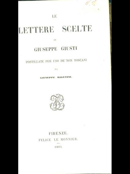 Le lettere scelte - Giuseppe Giusti - copertina