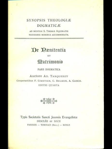 De Paenitentia et Matrimonio et Ordine - Adolphe Tanquerey - 5